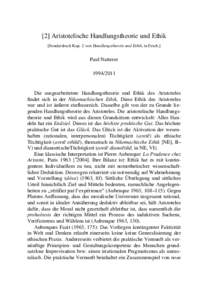 [2] Aristotelische Handlungstheorie und Ethik [Sonderdruck Kap. 2 von Handlungstheorie und Ethik, in Ersch.] Paul Natterer