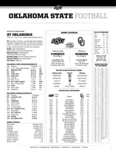 OKLAHOMA STATE FOOTBALL Up Next For Cowboy Football BIG 12 STANDINGS  GAME CAPSULE