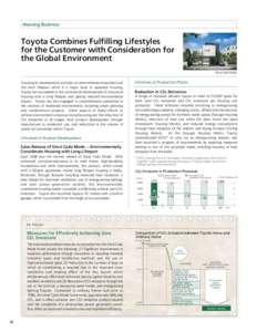 Housing Business  Toyota Combines Fulfilling Lifestyles for the Customer with Consideration for the Global Environment Sincé Cada Mode