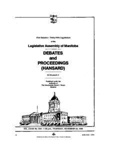 First Session - Thirty-Fifth Legislature of the Legislative Assembly of Manitoba  DEBATES