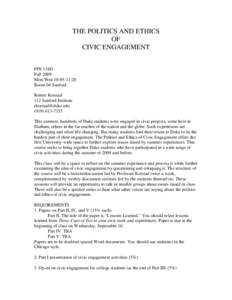 Microsoft Word - PPS 134 THE POLITICS AND ETHICS OF CIVIC ENGAGEMENT.doc