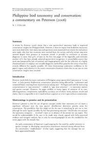 Bird Conservation International[removed]:103–113. ß BirdLife International 2007 doi: [removed]S0959270907000718 Printed in the United Kingdom