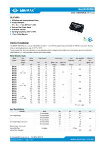 MAU300 SERIES DC/DC CONVERTER 2W, SIP-Package FEATURES ►SIP Package with Industry Standard Pinout ►Package Dimension: