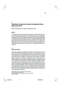 1  1 Classification of Depression: Research and Diagnostic Criteria: DSM-IV and ICD-10 Alan M. Gruenberg, Reed D. Goldstein and Harold Alan Pincus