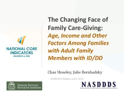 The Changing Face of Family Care-Giving: Age, Income and Other Factors Among Families with Adult Family Members with ID/DD
