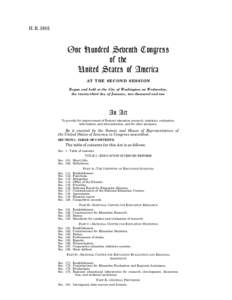 H. R[removed]One Hundred Seventh Congress of the United States of America AT THE SECOND SESSION