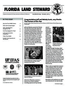 FLORIDA LAND STEWARD A Quarterly Newsletter for Florida Landowners and Resource Professionals in this issue  fall/winter 2013 – volume 2, no. 4