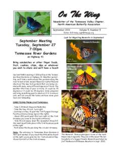 On The Wing  Newsletter of the Tennessee Valley Chapter, North American Butterfly Association September 2011 Photo by Mike O’Brien