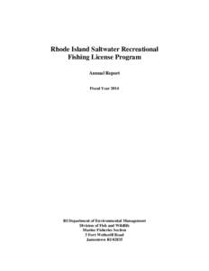 Rhode Island Saltwater Recreational Fishing License Program Annual Report Fiscal YearRI Department of Environmental Management