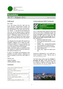 Newsletter No 57 – August 2012 ISSN: Editorial