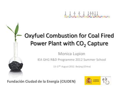 Oxyfuel Combustion for Coal Fired Power Plant with CO2 Capture Monica Lupion IEA GHG R&D Programme 2012 Summer School 13-17th AugustBeijing (China)