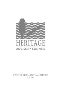 Heritage Advisory Council Annual Report Message from2011-12 the Chairman