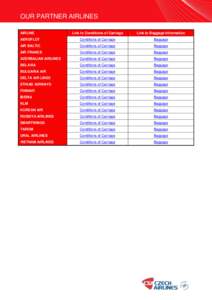 OUR PARTNER AIRLINES AIRLINE Link to Conditions of Carriage  Link to Baggage Information