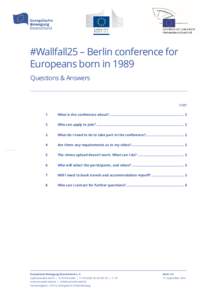 #Wallfall25 – Berlin conference for Europeans born in 1989