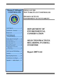 Thomas P. DiNapoli COMPTROLLER OFFICE OF THE NEW YORK STATE COMPTROLLER DIVISION OF STATE