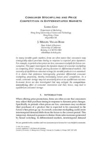 Consumer Stockpiling and Price Competition in Differentiated Markets LIANG GUO Department of Marketing Hong Kong University of Science and Technology Hong Kong, China