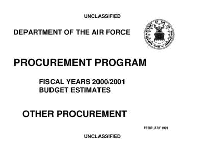 UNCLASSIFIED  DEPARTMENT OF THE AIR FORCE PROCUREMENT PROGRAM FISCAL YEARS[removed]