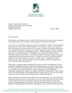 2004 letter: Onset bay eelgrass to the Wareham Marine Resources Committee