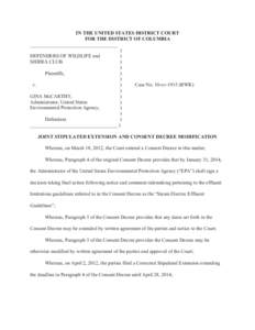 Consent Decree Extension #4 - Defenders of Wildlife and Sierra Club v. EPA