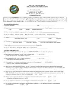 TOWN OF GRANITE FALLS APPLICATION FOR EMPLOYMENT Town of Granite Falls P.O. Drawer 10—30 Park Square Granite Falls, NC[removed]3131 (p[removed] (f)