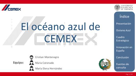 Índice  El océano azul de CEMEX  Presentación