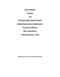 Indiana Department of Administration / Greening / Sustainable Development Strategy in Canada / Environmentalism / Recycling / Water conservation
