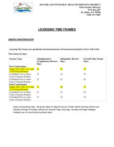 APACHE COUNTYPUBLIC HEALTH SERVICES DISTRICT Chris Sexton, Director P.O. Box 697 St. Johns, AZ[removed]7607