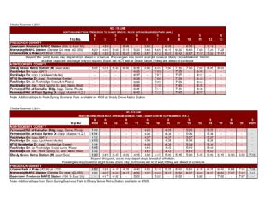 Effective November 1, 2014 NO. 515 LINE SOUTHBOUND FROM FREDERICK TO SHADY GROVE / ROCK SPRING BUSINESS PARK (A.M.) Trip No.