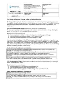 Practice Guideline: Implementation of the Regional Clinical Practice Guideline for the Management of Tobacco Use and Dependence Approved By:
