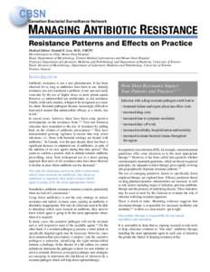 CBSN  Canadian Bacterial Surveillance Network MANAGING ANTIBIOTIC RESISTANCE Resistance Patterns and Effects on Practice