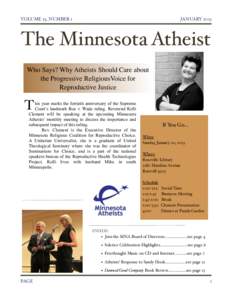 VOLUME 23, NUMBER 1!  JANUARY 2013 The Minnesota Atheist Who Says? Why Atheists Should Care about