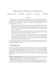 Differing-Inputs Obfuscation and Applications Prabhanjan Ananth Dan Boneh  Sanjam Garg