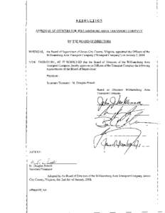 RESOLUTION  APPROVAL OF OFFICERS FOR WILLIAMSBURG AREA TRANSPORT COMPANY BY THE BOARD OF DIRECTORS