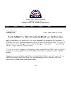 NORRIS PUBLIC POWER DISTRICT “Dedicated to Serving You” Headquarters Office – Box 399, Beatrice, Nebraska[removed]NEWS  NEWS