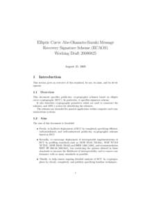 Elliptic Curve Abe-Okamoto-Suzuki Message Recovery Signature Scheme (ECAOS) Working DraftAugust 25, 