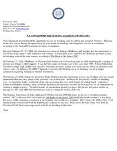 February 28, 2008 Contact:  Director Julia Hurst National Lt. Governors Association[removed]or [removed] For Immediate Release  