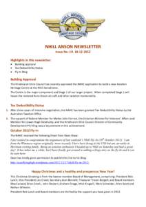 NHILL ANSON NEWSLETTER Issue No[removed]‐12‐2012 Highlights in this newsletter: • • •