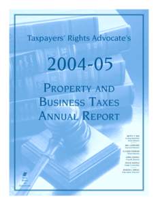 Taxpayers’ Rights Advocate’s[removed]PROPERTY AND BUSINESS TAXES ANNUAL REPORT