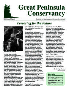 Great Peninsula Conservancy 2010 Annual Report Protecting our lands and waters for generations to come