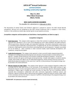 AJFCA 43rd Annual Conference connect|miami building community together May 3-5, 2015 Hilton Miami Downtown Miami, Florida