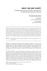 WHY DO WE FLIRT? Flirting Motivations and Sex Differences in Working and Social Contexts