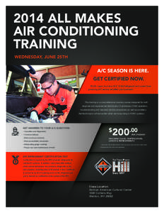2014 ALL MAKES AIR CONDITIONING TRAINING WEDNESDAY, JUNE 25TH  A/C SEASON IS HERE.