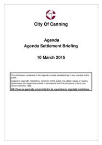 Agenda of Agenda Settlement Briefing[removed]March 2015