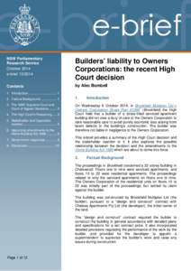 NSW Parliamentary Research Service October 2014 e-brief[removed]Builders’ liability to Owners