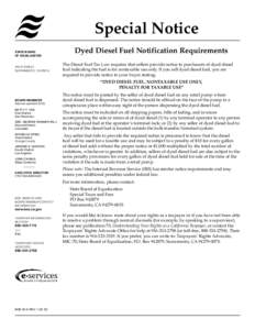 Special Notice – Dyed Diesel Fuel Notification Requirements