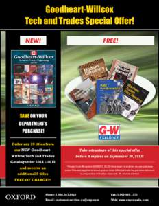 Goodheart-Willcox Tech and Trades Special Offer! NEW! FREE!