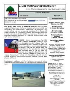 ALVINAL  ALVIN ECONOMIC DEVELOPMENT Alvin...The Best Location for Your Business Interest Economic Newsletter