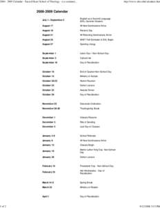 Sacred Heart School of Theology / Roman Catholic Church in the Philippines / North Central Association of Colleges and Schools / Academic term / Calendars