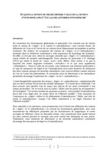 EN QUOI LA NOTION DE DEGRE DIFFERE-T-ELLE DE LA NOTION 1 D’INTENSIFICATION ? LE CAS DES ADVERBES INTENSIFIEURS Lucile BORDET Université Jean Moulin – Lyon 3