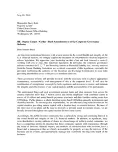 Senate Letter FRR revisions